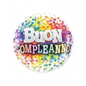 Palloncino 18 mylar Rainbow Confetti 90 anni